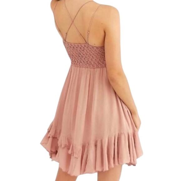 FP Free People Adella Slip Rose Pink NWT Size XS Tiered lace Dress - Picture 3 of 5